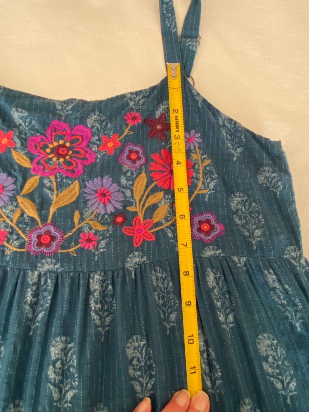 NATURAL LIFE Teal Maxi Dress with Pink & Purple Floral Embroidery - Picture 3 of 6
